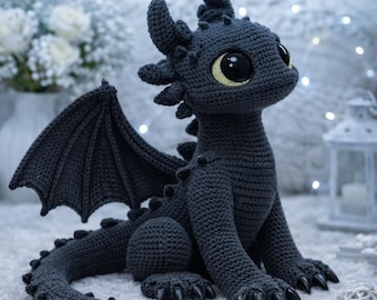 Crochet Dragon Pattern, Toothless Amigurumi PDF Tutorial, Fantasy Plush (Digital Download)
