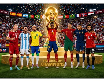 FIFA World Cup 2026 Football Stars | Soccer Champions Spain Design | Football Legends Clipart | Digital Downloads( Png,Svg,Pdf)