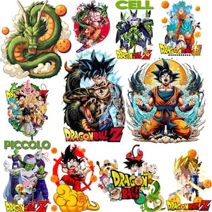 Peut inclure: Une collection d'illustrations colorées de personnages de Dragon Ball Z. Les images présentent divers personnages en pleine action, dont Goku, Cell et Shenron. L'œuvre est vibrante, avec des lignes audacieuses et des compositions dynamiques, pour les fans de la série animée.