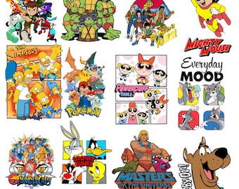 Retro Cartoon Characters Clipart Bundle | 90s Nostalgia SVG Files (Digital Download)