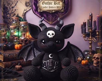 Gothic Bat Crochet Pattern PDF | Nocturne Batling Amigurumi Pattern | Halloween Bat Plush Tutorial | Gothic Decor Digital Download