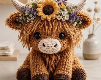 Crochet Highland Cow Pattern | Amigurumi PDF | Cottagecore Crochet Gift | instant download