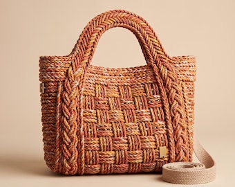 Woven Harvest Tote Bag Crochet Pattern, Textured Market Bag (PDF)