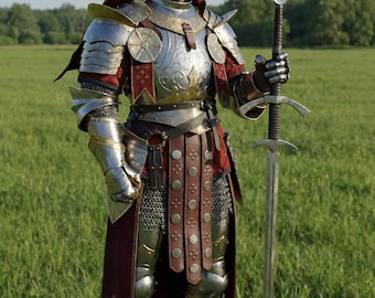 Armadura completa estilo húsar alado - Traje de placas de comandante medieval - Protección de acero pesado para cosplay y juegos de rol