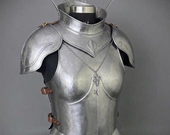 Female Steel Breastplate Armor | Medieval Knight Cuirass for LARP & Cosplay | Fantasy Warrior Queen Chest Plate | Renaissance Faire Costume