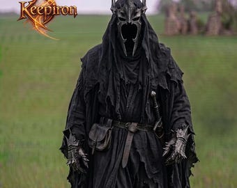 Witch King Costume |  Cosplay | Ringwraith Robe | Tattered Hooded Black Cape | Dark Wraith Halloween Outfit