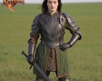 Traje de armadura LARP para mujer / Equipo de caballero de fantasía femenino hecho a mano / Coraza y hombreras de cosplay personalizadas / Disfraz de guerrera medieval