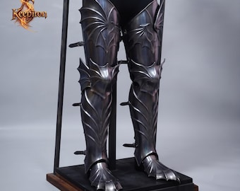 Gothic Bat Wing Leg Armor - Full Set Greaves & Sabatons - Dark Fantasy Cosplay LARP Renaissance Faire Costume