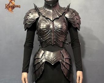 Gothic Dark Metal Armor Set, Handmade Female Cuirass, Fantasy Warrior Cosplay Costume, LARP Knight Body Armor, Dark Elf Butterfly Armor