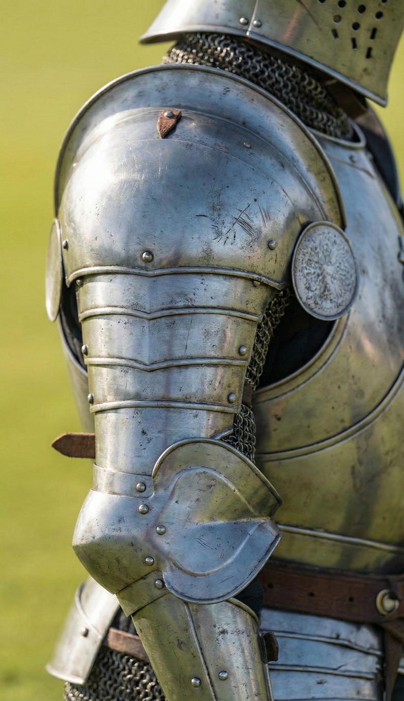 Medieval Knight Full Plate Armor Suit - Battle Ready Steel Armor for LARP - Warrior Knight Costume with Shield - Handcrafted Armor Set image 5