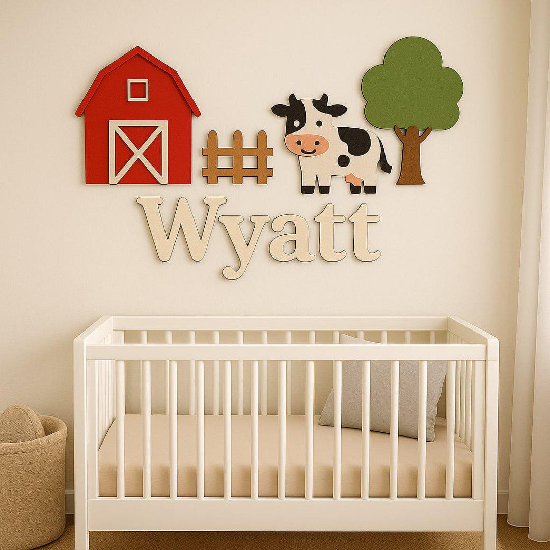 Farm Nursery Name Sign, 3D Wooden Letters, Rustic Baby Room Decor - Etsy