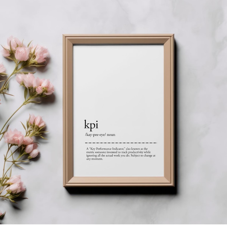 KPI Definition Print, Funny Office Wall Art, Corporate Dictionary Decor ...