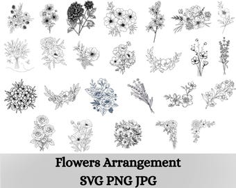 Floral Arrangement SVG Bundle, Flower Bouquet Clipart (Digital Download)