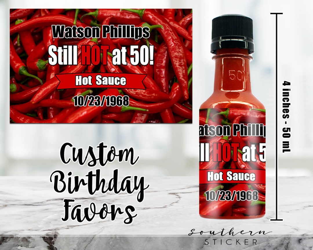 Hot Sauce Bottles & Labels Custom Hot Sauce Birthday Party - Etsy