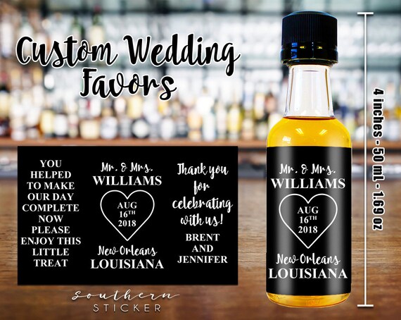 Custom Liquor Mini Bottle Wedding Favors Personalized Labels Etsy