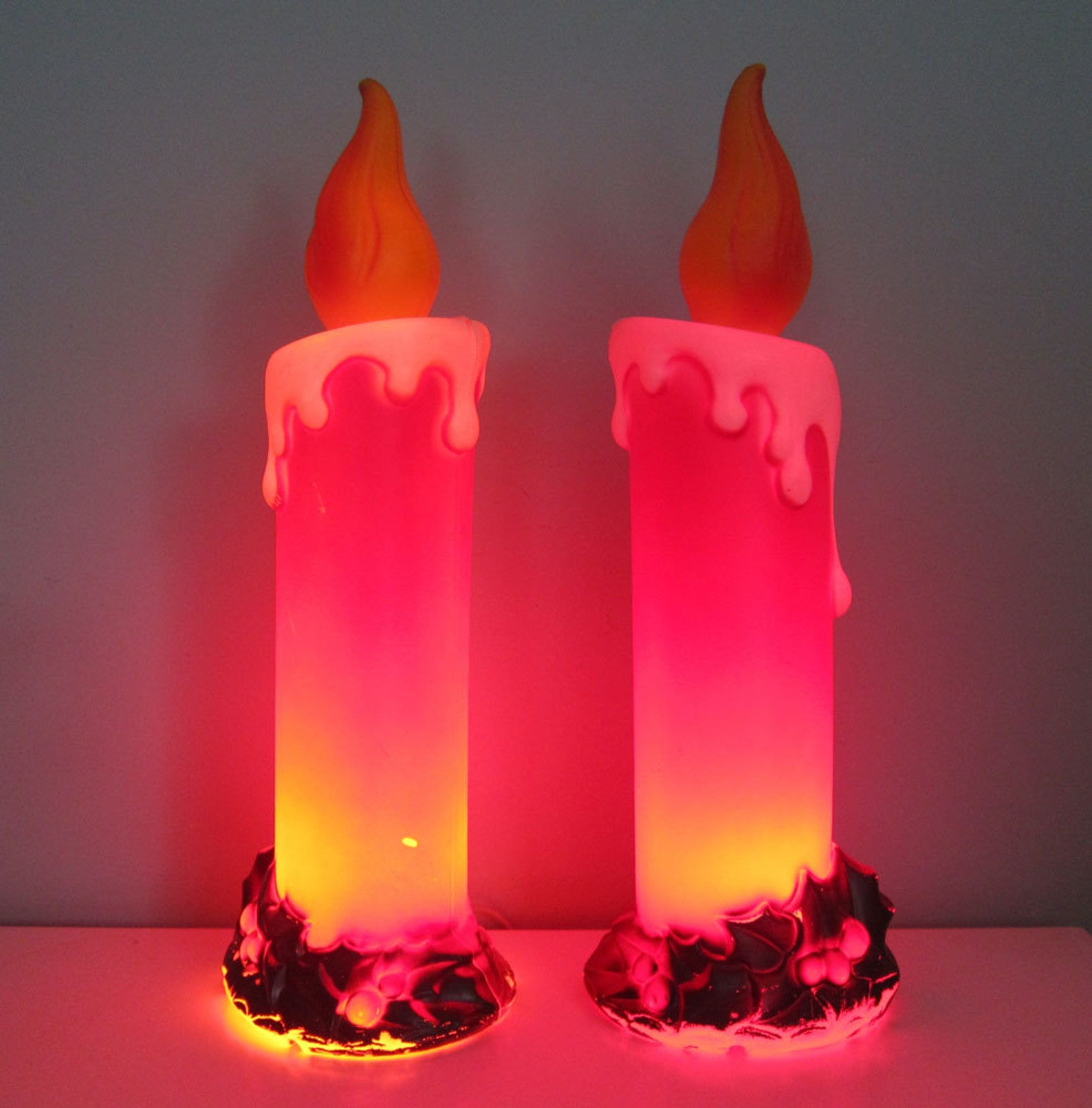 Christmas Candle Blow Mold Lights Candle Lights Vintage Etsy