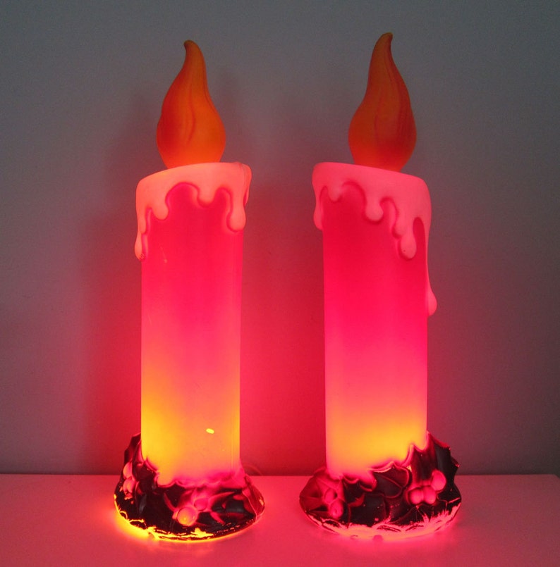 Christmas Candle Blow Mold Lights Candle Lights Vintage Etsy