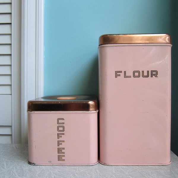 Pink LIncoln BeautyWare Kitchen Canisters Tins