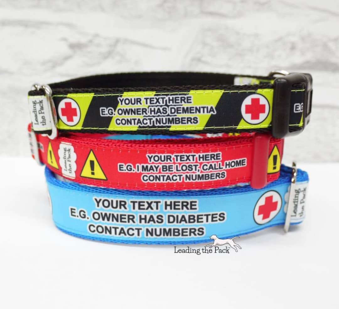 Medical Alert Dog Collars and Leads Dementia Diabetes Etsy