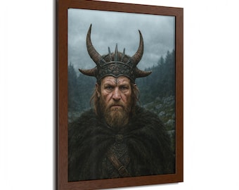 Viking King Nordic Portrait Framed Poster | Nordic Warrior Wall Art