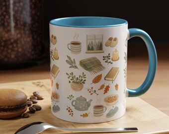 Cozy Nordic Autumn Hygge Accent Coffee Mug | Fall Scandinavian Mug