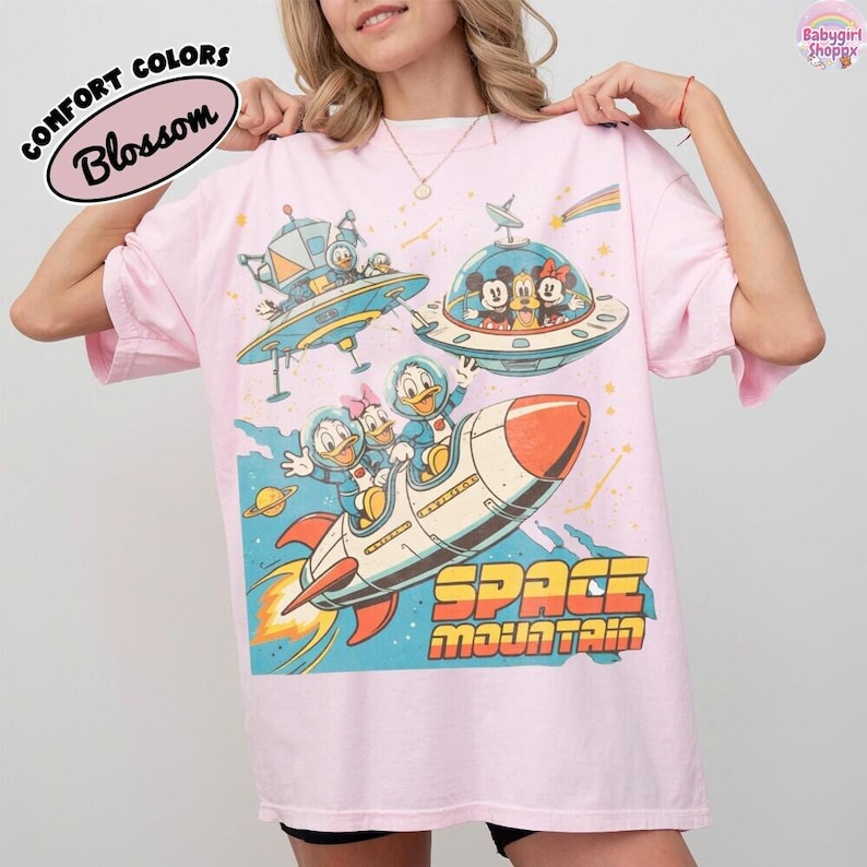 Vintage 90s Space Mountain Mickey And Friends Shirts, Tomorrowland Magic Kingdom Tee, WDW Disneyland Family Vacation Trip, DisneyWorld Gift image 3