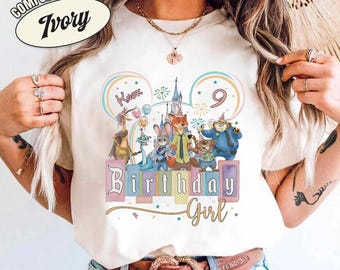 Personalized Name Age Zootopia 2 Birthday Shirt, Disneyland Judy Hopps Nick Wilde Gary De'Snake Birthday Present Gift, Disneyland Family Tee