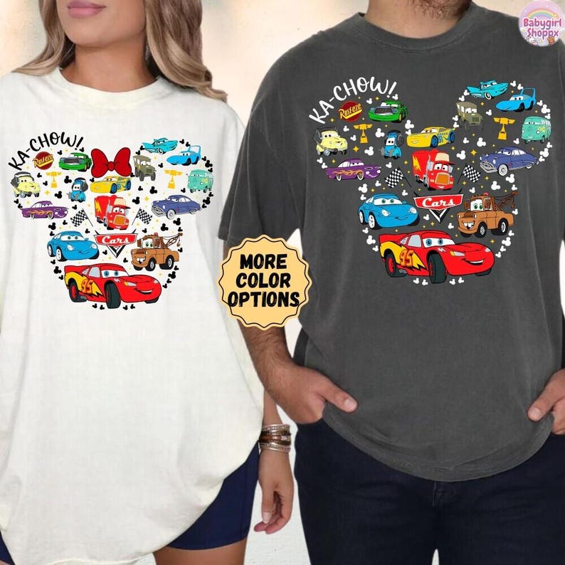 Comfort Colors Disneyland Mickey Cars Shirt, Pixar Cars shirt, Lightning McQueen and Tow Mater Tee, Disneyland Family Matching 2026 Trip Tee image 2