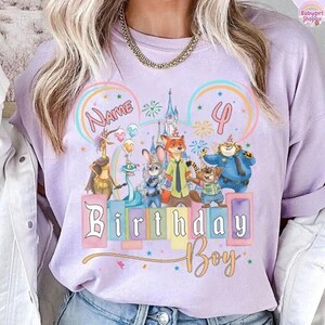 Personalized Name Age Zootopia 2 Birthday Shirt, Disneyland Judy Hopps Nick Wilde Gary De'Snake Birthday Present Gift, Disneyland Family Tee immagine 5