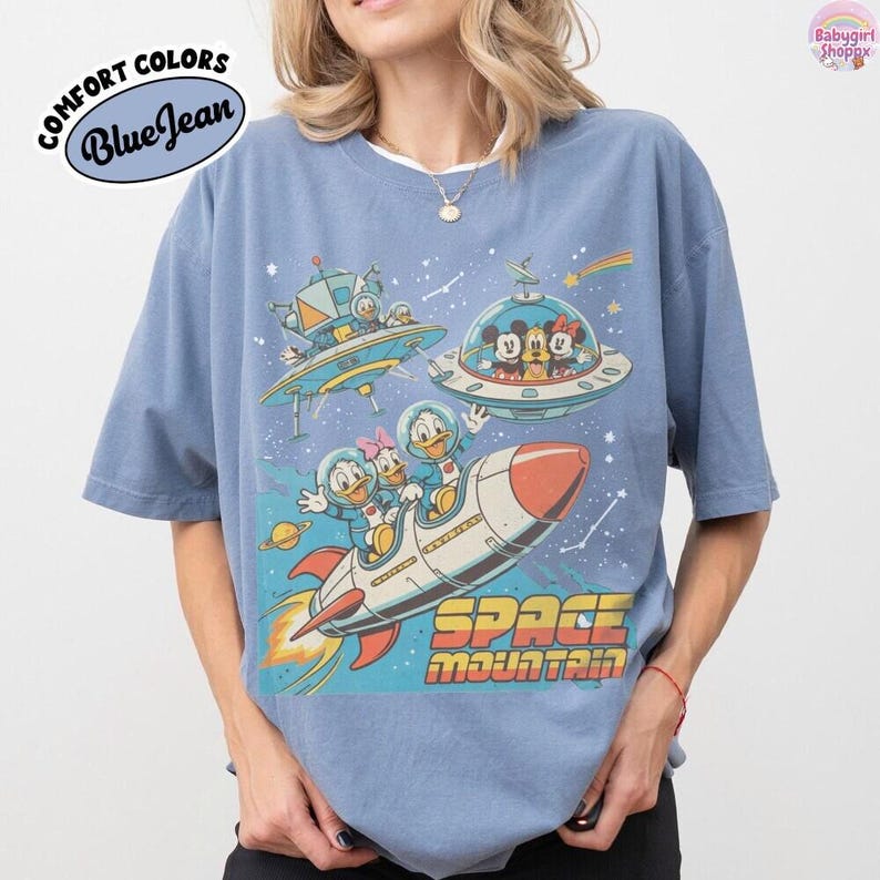Vintage 90s Space Mountain Mickey And Friends Shirts, Tomorrowland Magic Kingdom Tee, WDW Disneyland Family Vacation Trip, DisneyWorld Gift image 8