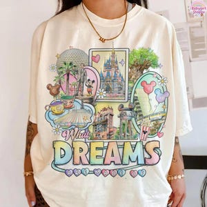Walt Disneyworld and Mickey What Dreams Are Made Of T-Shirt, Magic Kingdom Castle Spaceship Earth Tee image 1