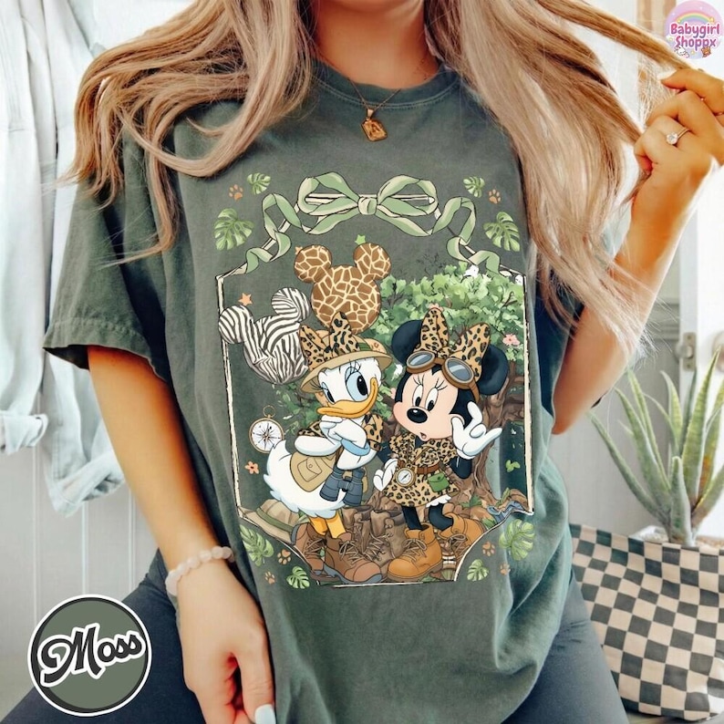 Retro Comfort Colors Minnie Daisy Animal Kingdom Shirt, Coquette Tree of Life Leopard Balloon Shirt,Disneyworld Family Matching Vacation Tee Bild 2