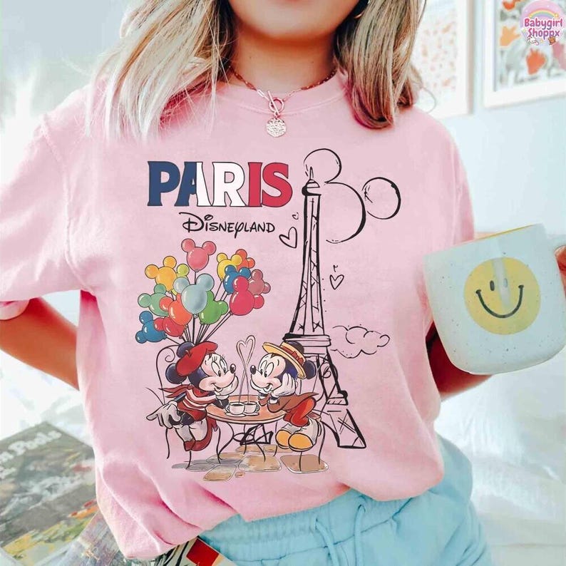Retro Mickey and Minnie Disneyland Paris shirt, Eiffel Tower Mickey Mouse Shirt, Disneyland Paris Girl Trip 2026 tee Disneyland Vacation Tee 画像 3