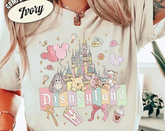 Retro Comfort Colors Disneyland Castle Shirt, Winnie The Pooh Tigger Piglet Eeyore Tee, Disney Girls Trip 2026 Shirts,  DisneyVacation Top