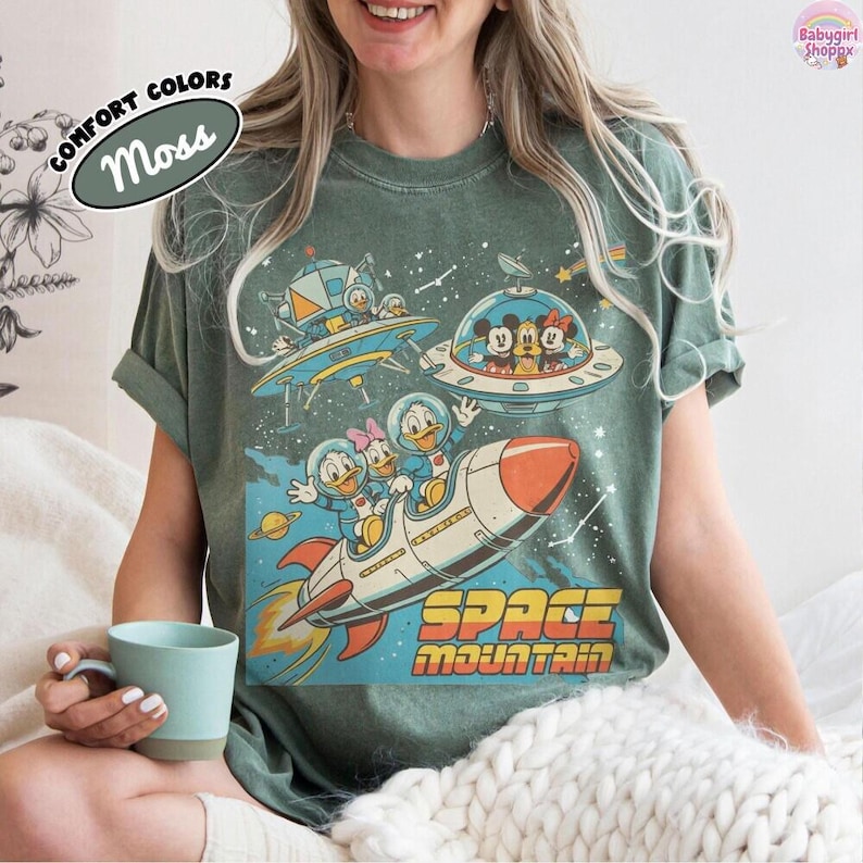 Vintage 90s Space Mountain Mickey And Friends Shirts, Tomorrowland Magic Kingdom Tee, WDW Disneyland Family Vacation Trip, DisneyWorld Gift image 5