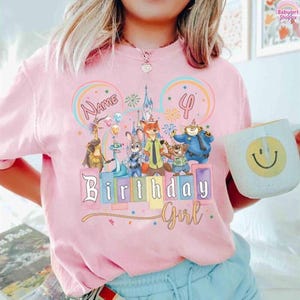 Personalized Name Age Zootopia 2 Birthday Shirt, Disneyland Judy Hopps Nick Wilde Gary De'Snake Birthday Present Gift, Disneyland Family Tee immagine 4
