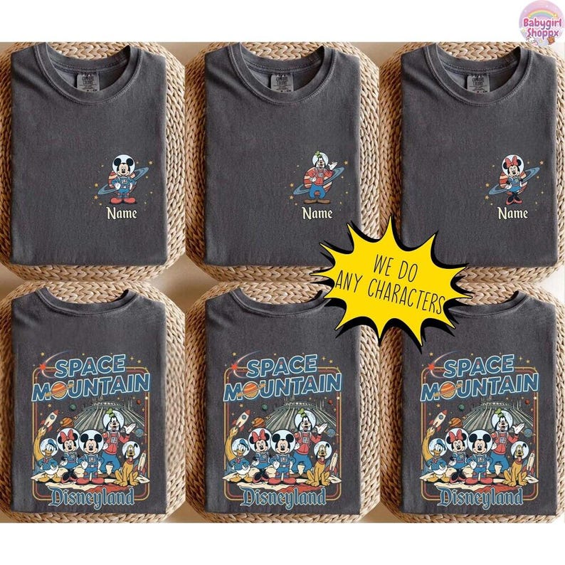 Personalized Retro DisneySpace Mountain Shirt, Mickey & Friends Space Mountain Tee, Disneyland Family Trip, Family Matching Tee image 1