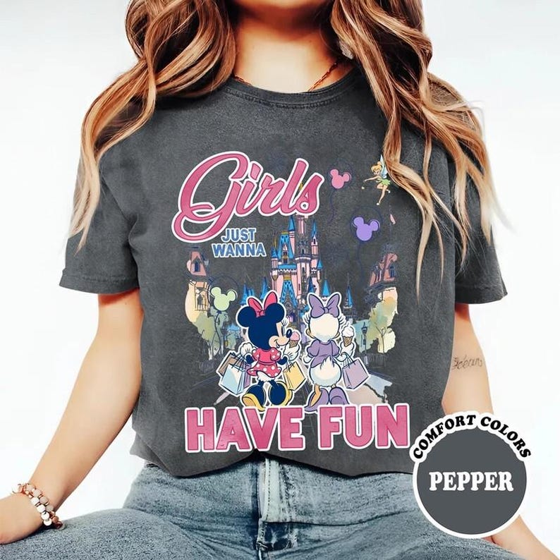 Comfort Colors Disneyland Just Wanna Have Fun T-shirt, DisneyTrip 2026 Shirt, Disneyland Girls Vacation Shirts, Disneyland Family Shirts image 3