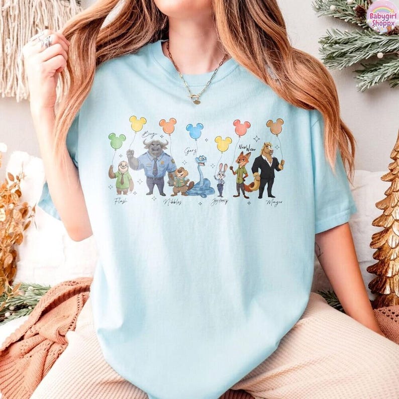 Disneyland Zootopia 2 Signatures Shirt Judy Hopps Nick Gary Nibbles Bogo Shirt Zootopia Mickey Balloons Tee Disneyland Family Matching Shirt image 6