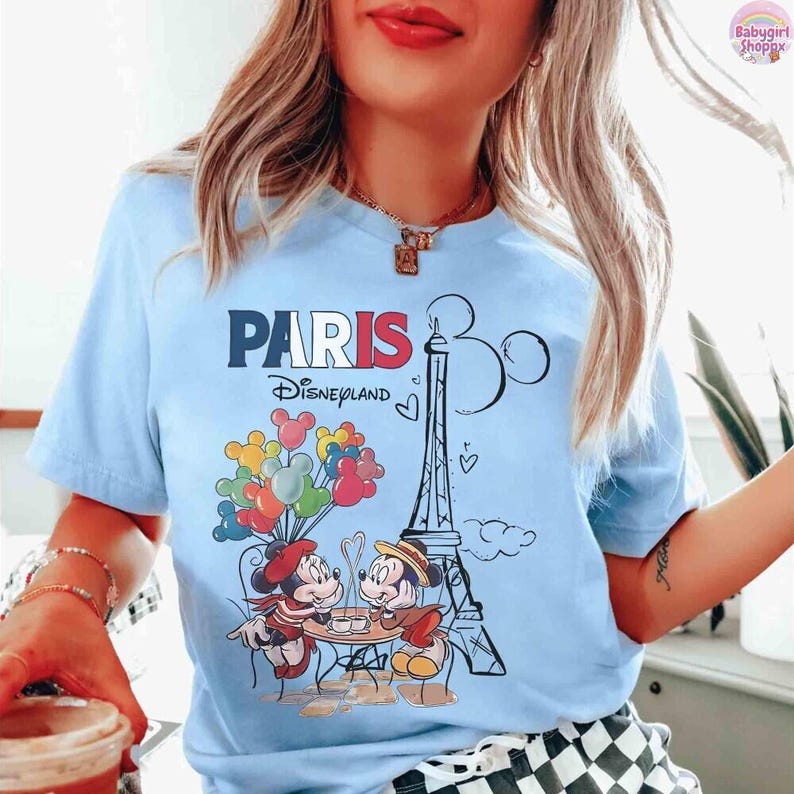 Retro Mickey and Minnie Disneyland Paris shirt, Eiffel Tower Mickey Mouse Shirt, Disneyland Paris Girl Trip 2026 tee Disneyland Vacation Tee 画像 2