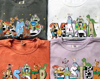 Personalized Toy Story Family Matching Shirt, Custom Name Comfort Colors Tee, Mom Dad T-Shirt, Disneyland Trip Outfit