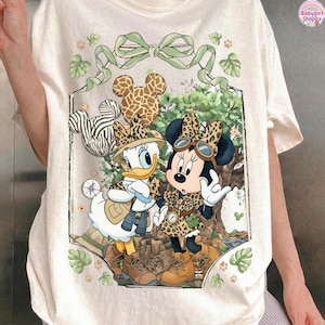 Retro Comfort Colors Minnie Daisy Animal Kingdom Shirt, Coquette Tree of Life Leopard Balloon Shirt,Disneyworld Family Matching Vacation Tee Bild 1
