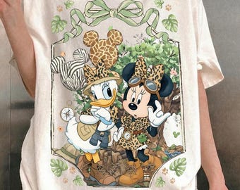 Retro Comfort Colors Minnie Daisy Animal Kingdom Shirt, Coquette Tree of Life Leopard Balloon Shirt,Disneyworld Family Matching Vacation Tee