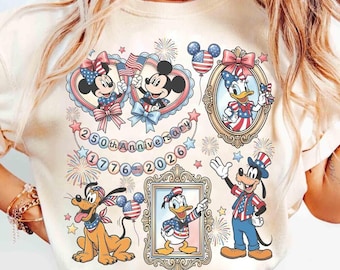 Mickey And Friends US 250 Years Signature Shirt, Disney 250th America Anniversary T-Shirt, Independence Day Sweatshirt, Patriotic 2026 Tee