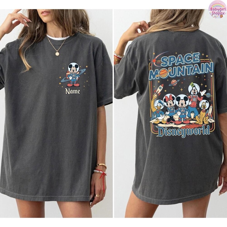 Personalized Retro DisneySpace Mountain Shirt, Mickey & Friends Space Mountain Tee, Disneyland Family Trip, Family Matching Tee image 3