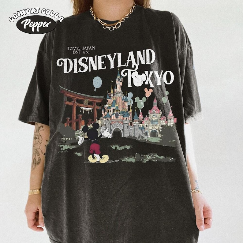 Tokyo Disneyland Mickey Vintage Comfort Colors Shirt, Happiest Place on Earth Tee, DisneySea Vacation Shirt, Japan Trip Outfit image 3