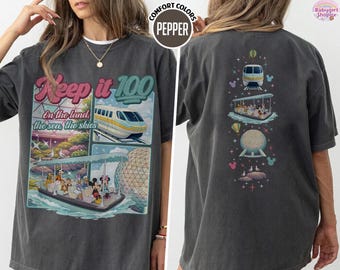 Camiseta Keep It 100 On The Land The Seas The Skies Comfort Colors, camiseta retro del parque temático Magic Kingdom, regalo para viaje familiar a WDW