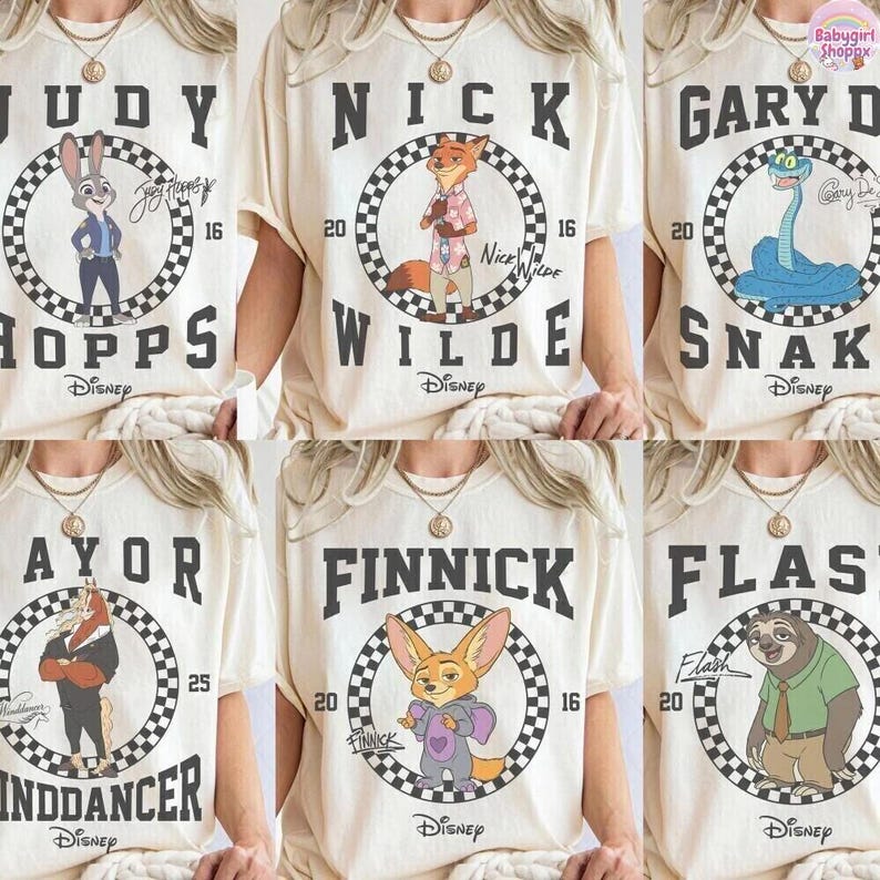 Zootopia Checkerboard Shirt, Zootopia Mickey Balloons Tee, Judy Hopps Nick Gary Nibbles Bogo Shirt, Disneyland Family Matching Tee image 1