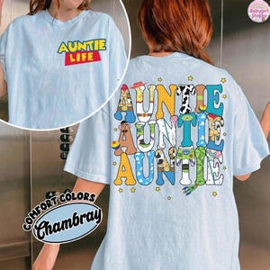 Camiseta de Toy Story de doble cara con colores cómodos para mamá y papá, camiseta divertida de Disneyland para tías, regalo para tía, regalo para tío, Jessie, Woody y Buzz imagen 5