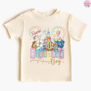 Personalized Name Age Zootopia 2 Birthday Shirt, Disneyland Wilde Gary De'Snake Judy Hopps Nick Birthday Present Gift, Disneyland Family Tee image 3